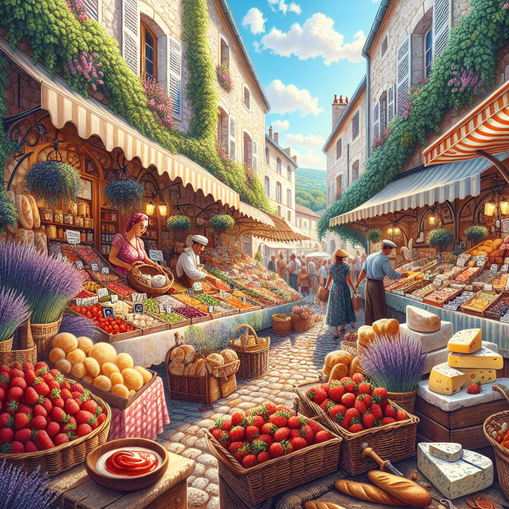 Local French market with fresh produce, local crafts, and vibrant atmosphere