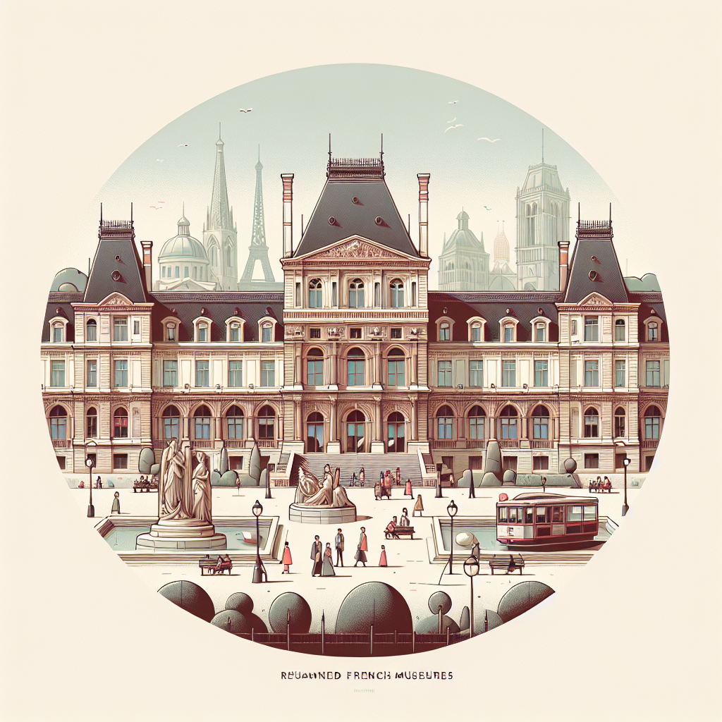 A minimal and clear image of famous museums in France, showcasing a blend of art and history.