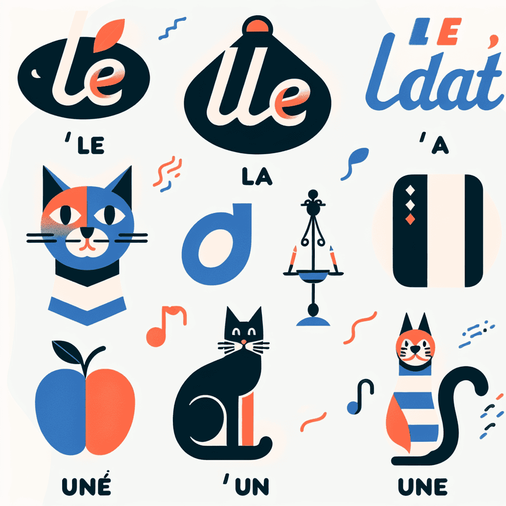 Articles and Nouns in French language concept illustration