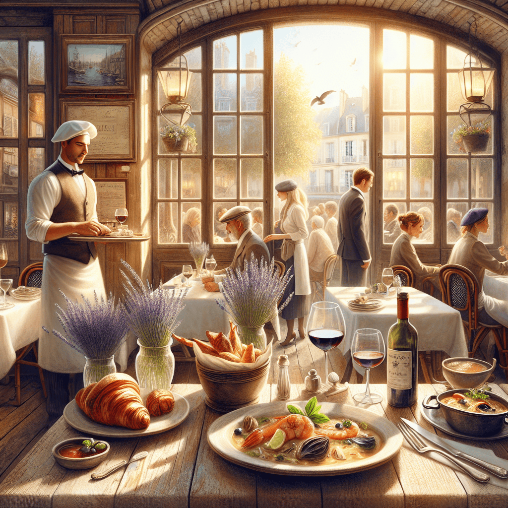 Restaurant scene and French cuisine vocabulary