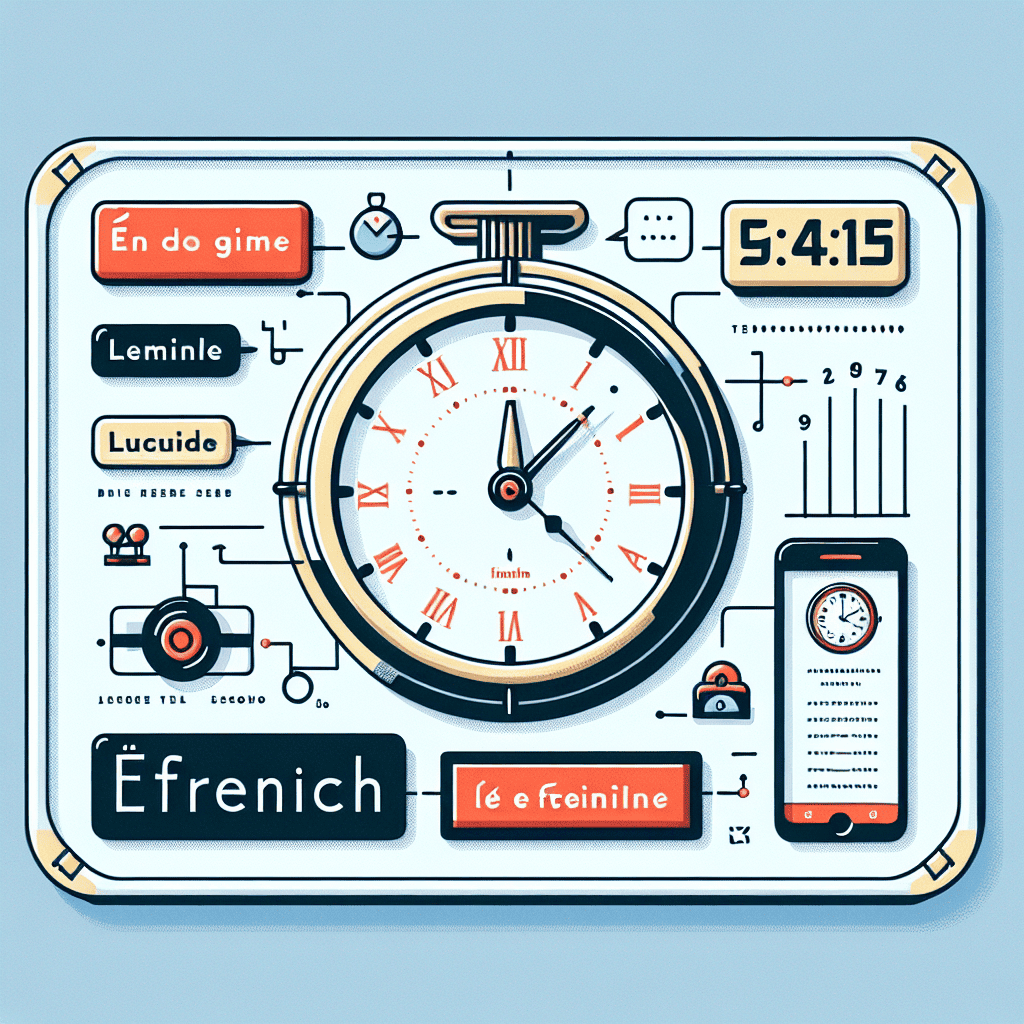 An aesthetic and minimalistic image representing the concept of telling time in French language.