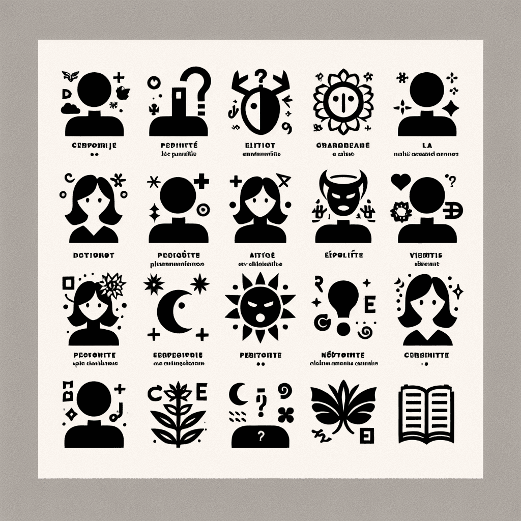 Illustration of a person with different personality traits in French language