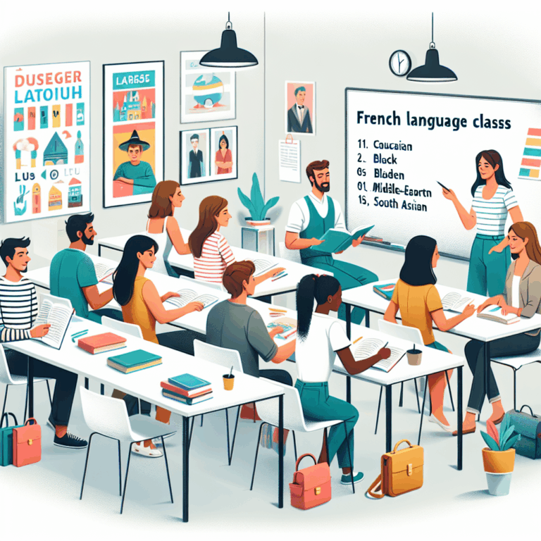 Illustration of a French language class with a native French tutor