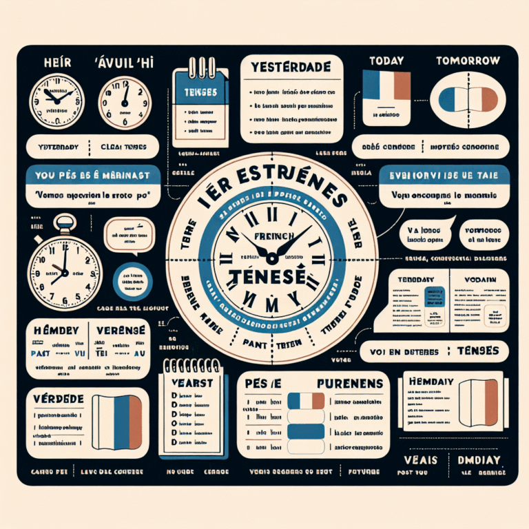 Expressing tenses in French - an illustration with key phrases and verb conjugations