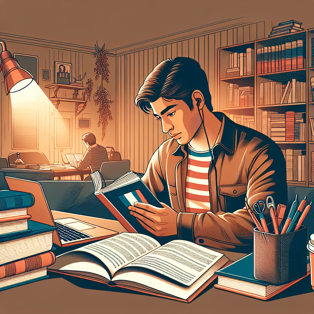 Person learning French with books and a laptop