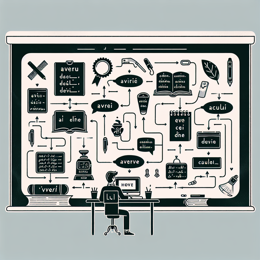 Minimal and clear setting with objects related to the verb 'avoir' in French language learning