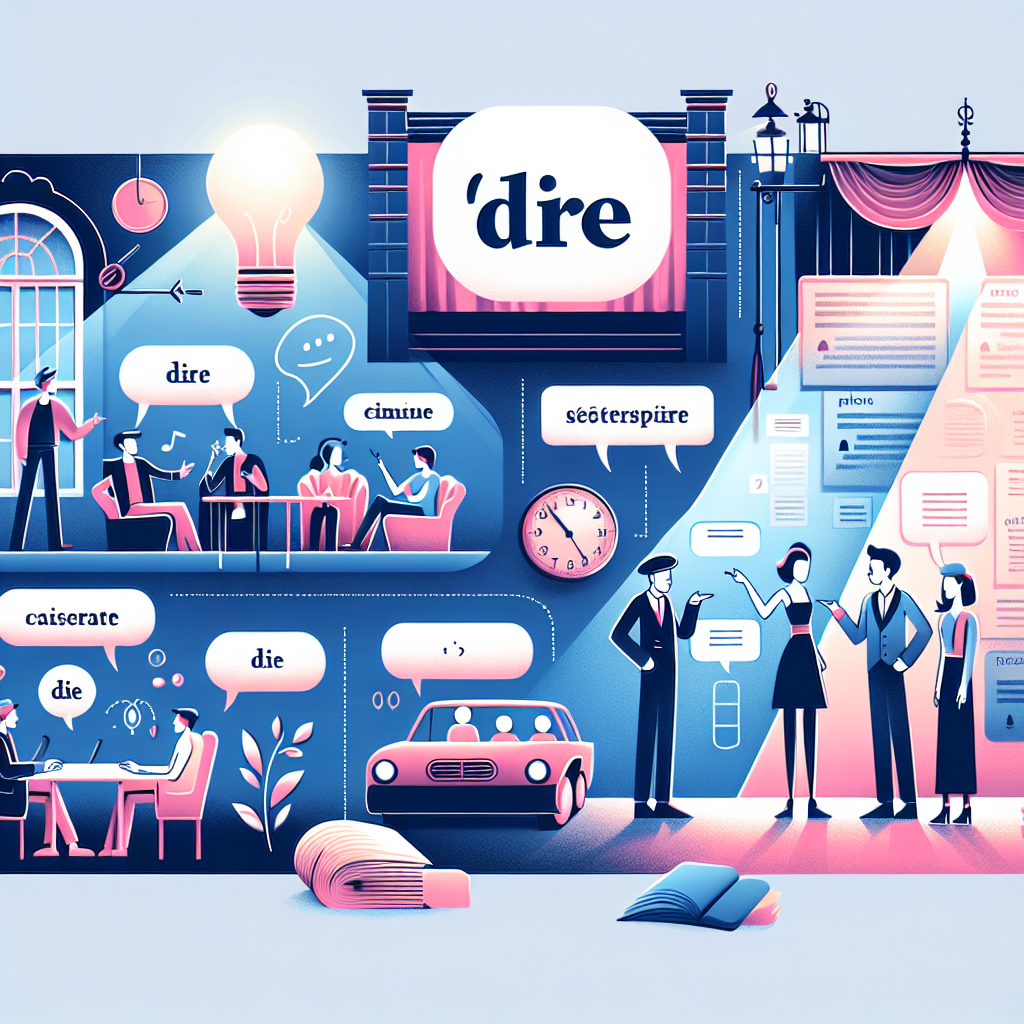 A minimal and clear image illustrating the usage of the French verb 'dire' in different contexts