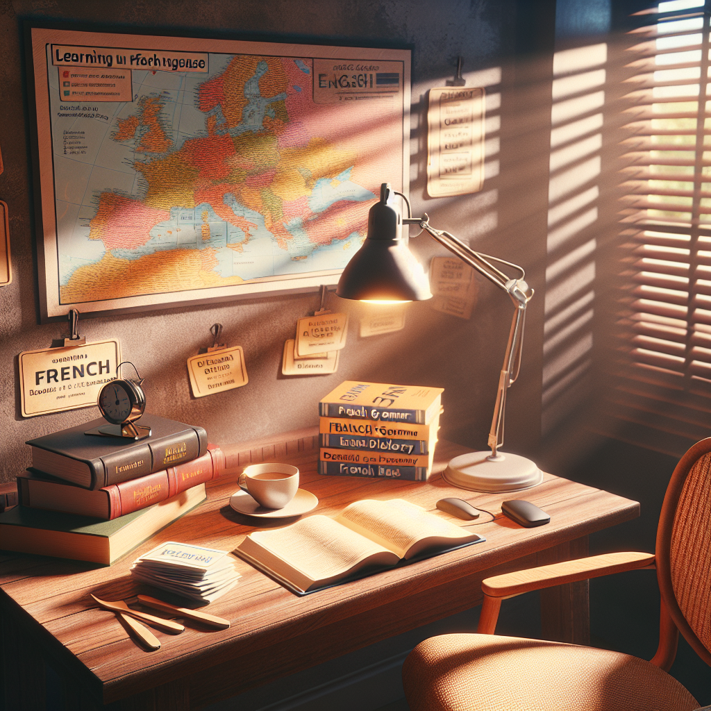 French language lesson with verb conjugation 'écrire' on a blackboard