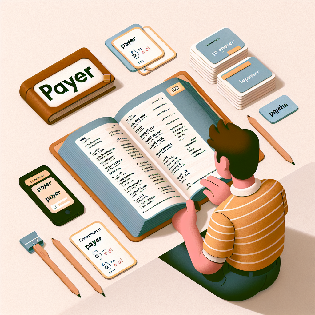 A minimalist and clear image suitable for a WordPress blog article related to learning the verb 'payer' in French.