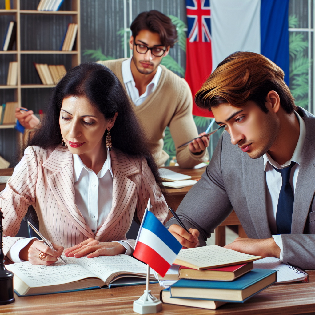Private French language class with a teacher and student practicing conversation