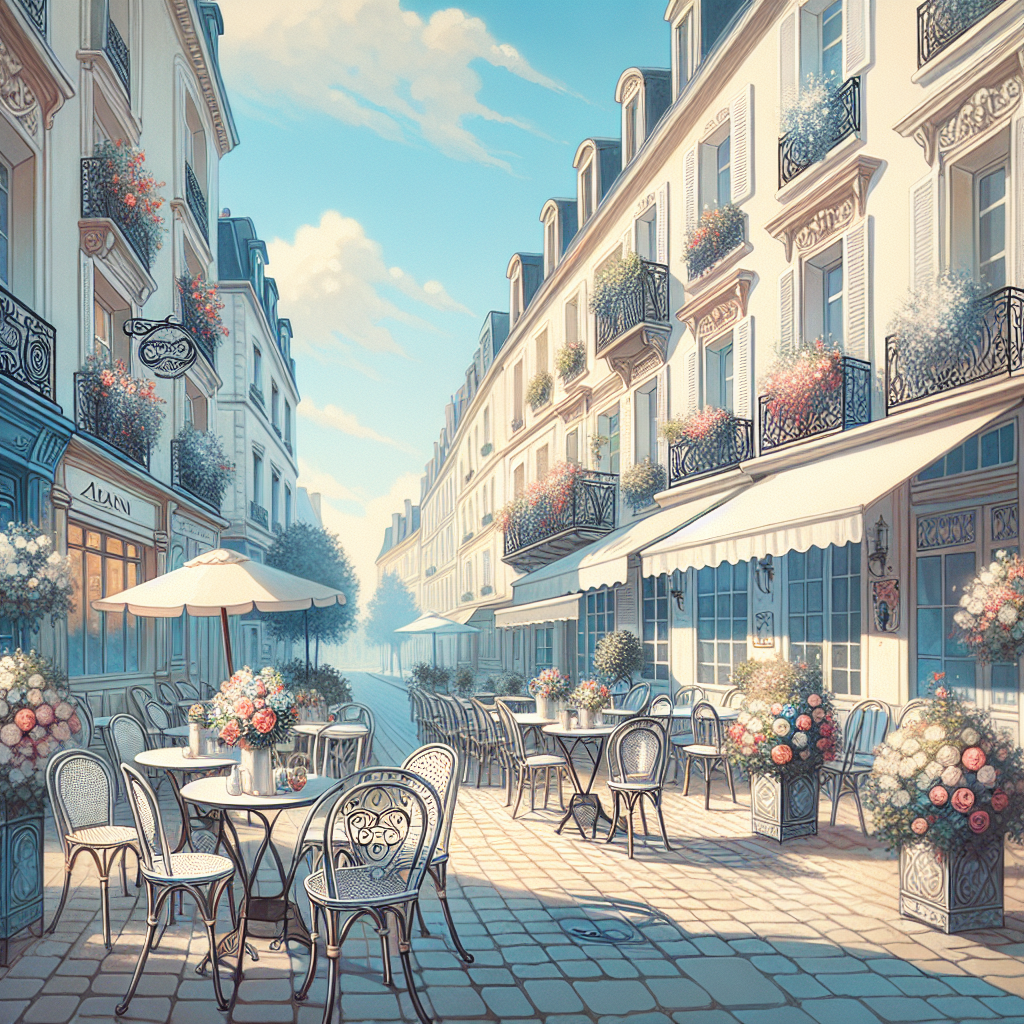 A minimalist and clear image representing love and romance in a French setting.