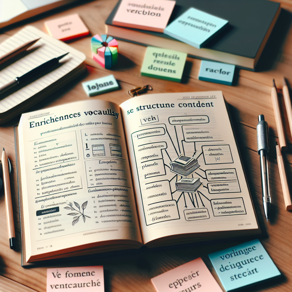 French language writing exam preparation with structured content and vocabulary enrichment
