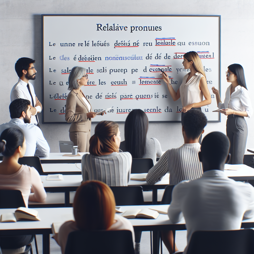 Illustration showing the use of relative pronouns in French language